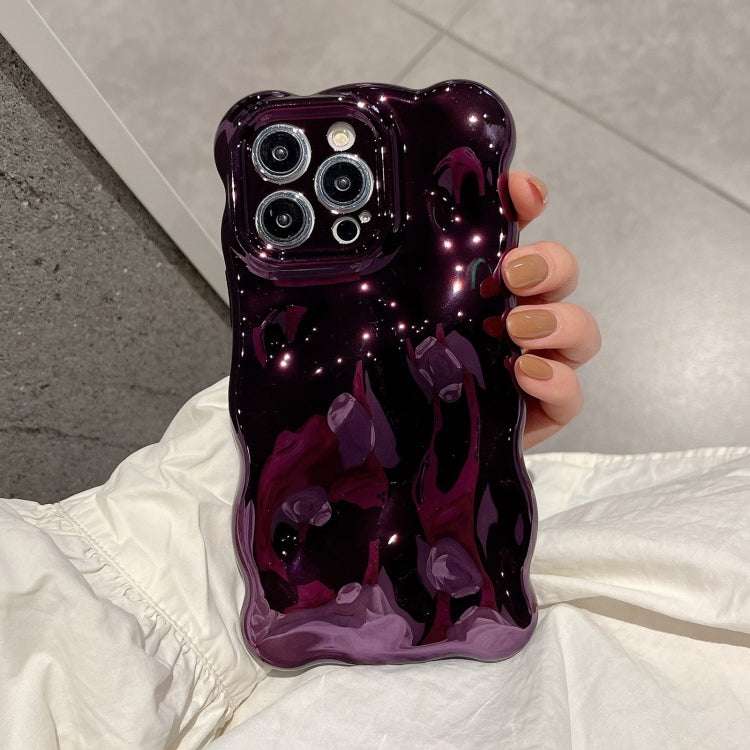 For iPhone 15 Pro Wave Bubbles TPU Phone Case(Painted Purple) - iPhone 15 Pro Cases by PMC TechLife | Online Shopping South Africa | PMC TechLife