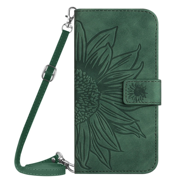 For Google Pixel 9 Pro Skin Feel Sun Flower Embossed Flip Leather Phone Case with Lanyard(Green) - Google Cases by PMC TechLife | Online Shopping South Africa | PMC TechLife | Buy Now Pay Later Mobicred