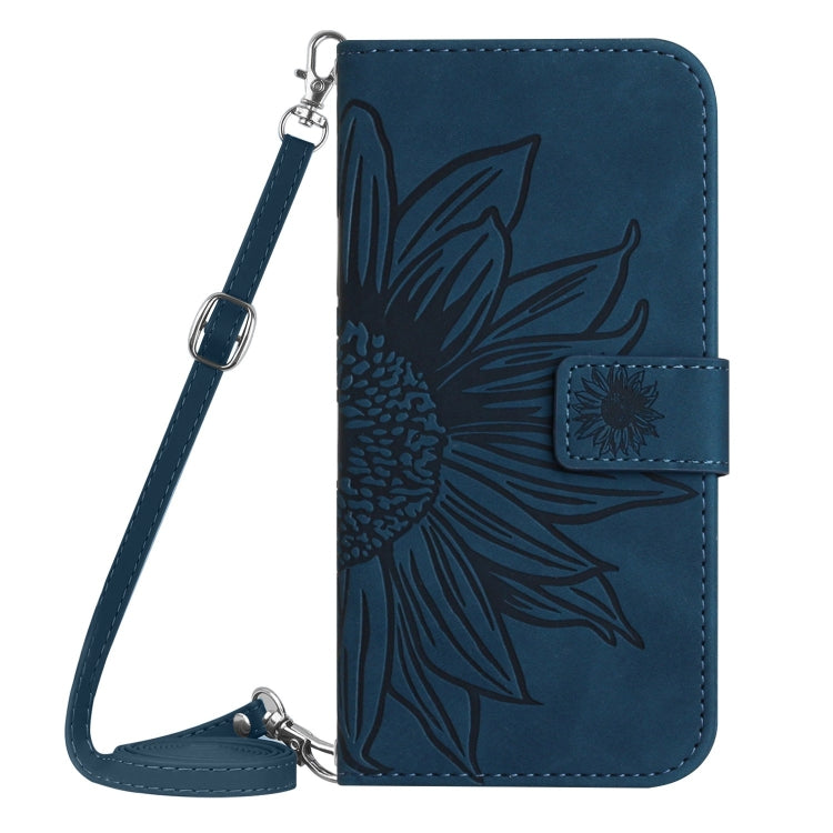 For Google Pixel 9 Skin Feel Sun Flower Embossed Flip Leather Phone Case with Lanyard(Inky Blue) - Google Cases by PMC TechLife | Online Shopping South Africa | PMC TechLife | Buy Now Pay Later Mobicred