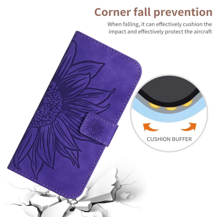 For Google Pixel 9 Skin Feel Sun Flower Embossed Flip Leather Phone Case with Lanyard(Dark Purple) - Google Cases by PMC TechLife | Online Shopping South Africa | PMC TechLife | Buy Now Pay Later Mobicred