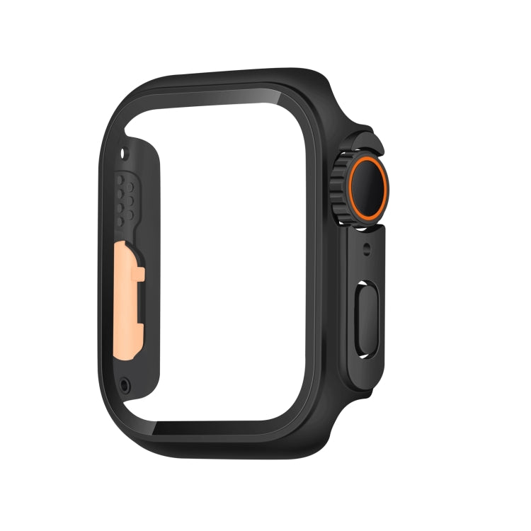 For Apple Watch Series 9 / 8 / 7 45mm Tempered Film Hybrid PC Integrated Watch Case(Black Orange) - Watch Cases by PMC TechLife | Online Shopping South Africa | PMC TechLife