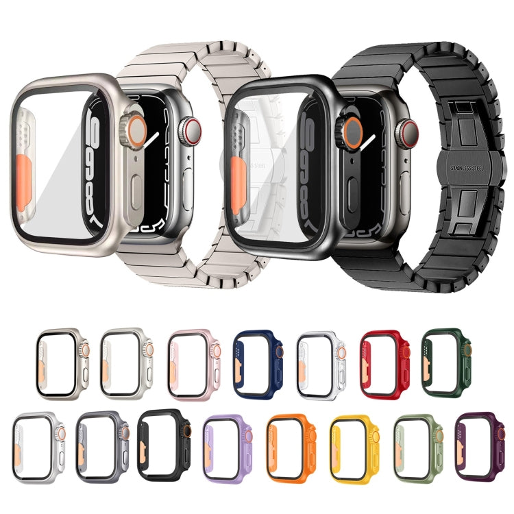 For Apple Watch Series 6 / 5 / 4 / SE 44mm Tempered Film Hybrid PC Integrated Watch Case(Original Black Orange) - Watch Cases by PMC TechLife | Online Shopping South Africa | PMC TechLife | Buy Now Pay Later Mobicred