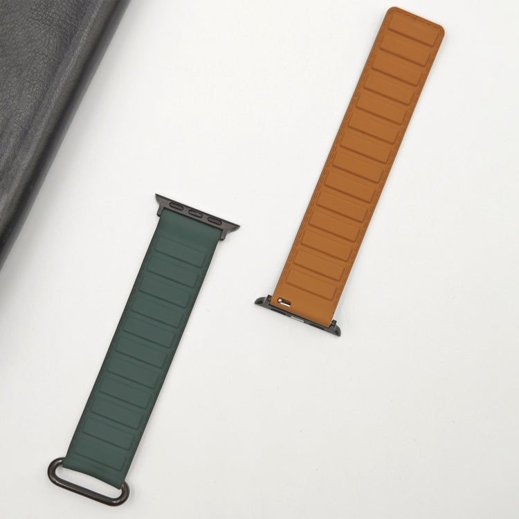 For Apple Watch SE 2022 44mm Reverse Buckle Magnetic Silicone Watch Band(Silver Buckle Grey Brown) - free shipping - PMC TechLife - Order now!