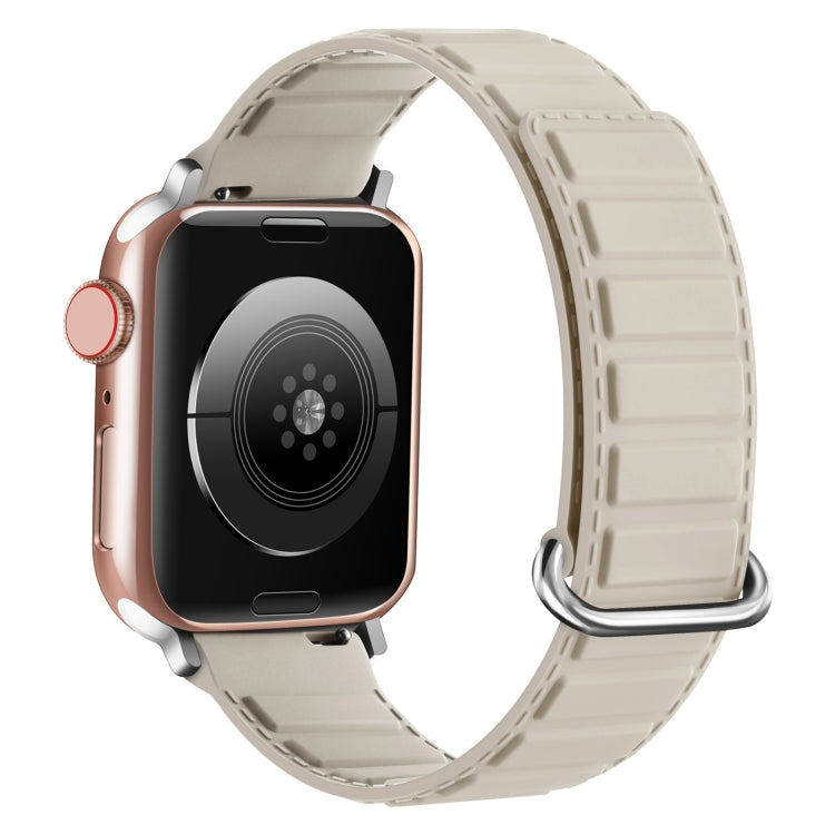 For Apple Watch SE 44mm Reverse Buckle Magnetic Silicone Watch Band(Silver Buckle Starlight) - free shipping - PMC TechLife - Order now!