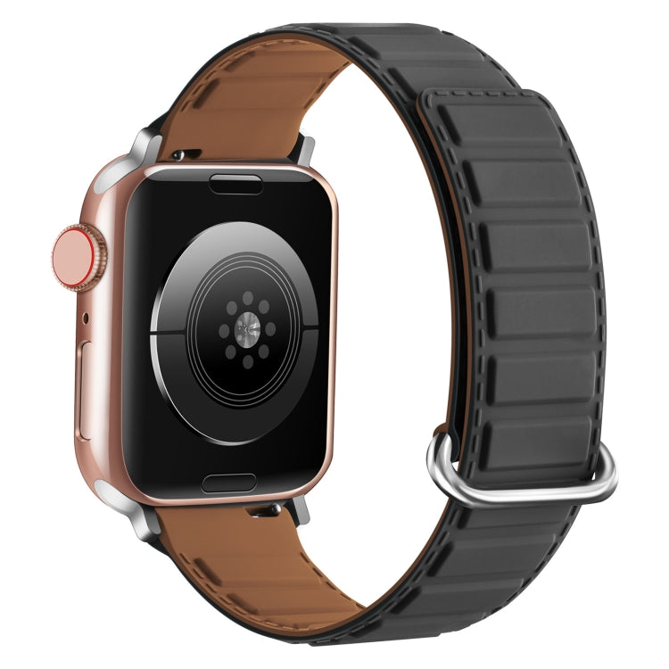 For Apple Watch SE 44mm Reverse Buckle Magnetic Silicone Watch Band(Silver Buckle Grey Brown) - free shipping - PMC TechLife - Order now!