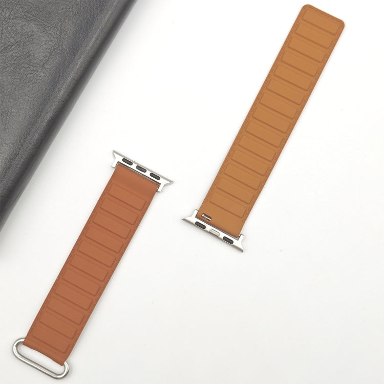 For Apple Watch Series 6 40mm Reverse Buckle Magnetic Silicone Watch Band(Silver Buckle Brown) - free shipping - PMC TechLife - Order now!