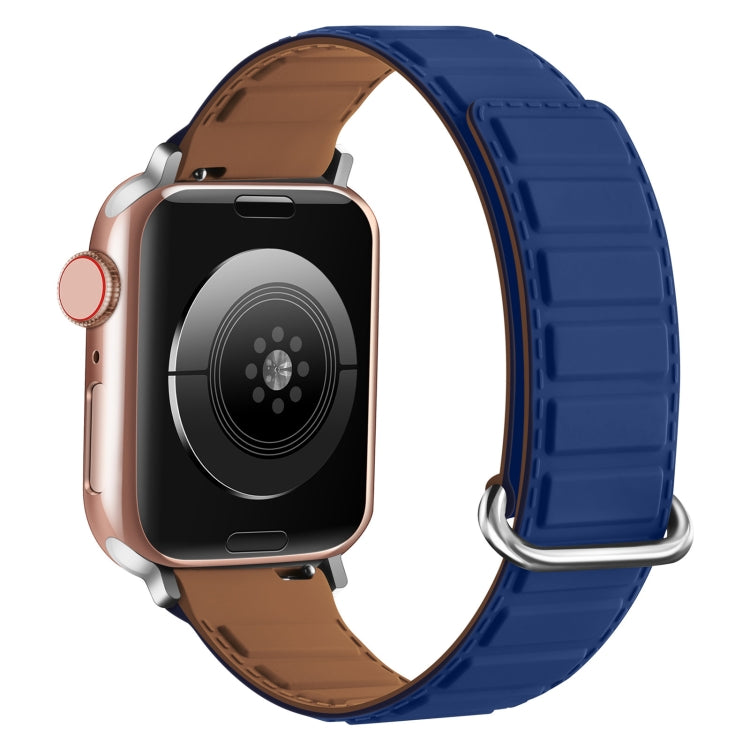 For Apple Watch Series 5 40mm Reverse Buckle Magnetic Silicone Watch Band(Silver Buckle Blue) - free shipping - PMC TechLife - Order now!