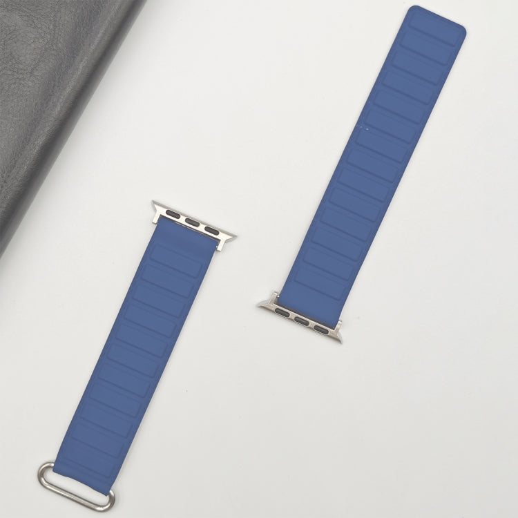 For Apple Watch 38mm Reverse Buckle Magnetic Silicone Watch Band(Silver Buckle Blue) - free shipping - PMC TechLife - Order now!