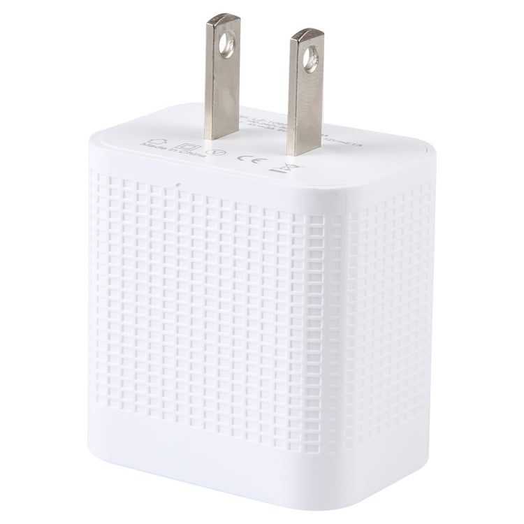 LZ-106PD 25W USB-C / Type-C Ports Plaid Pattern Travel Charger, US Plug(White) - free shipping - PMC Jewellery - Order now!
