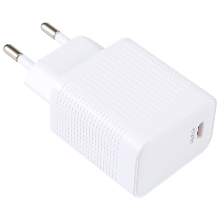 LZ-106PD 25W USB-C / Type-C Ports Plaid Pattern Travel Charger, EU Plug(White) - USB Charger by PMC Jewellery | Online Shopping South Africa | PMC Jewellery | Buy Now Pay Later Mobicred