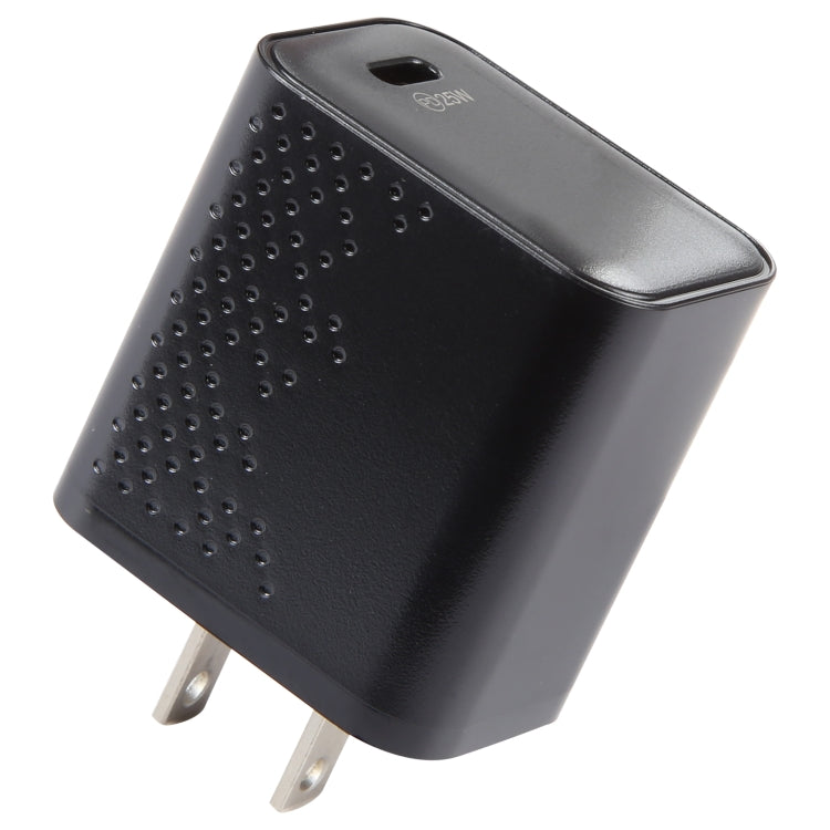LZ-105PD 25W USB-C / Type-C Ports Dot Pattern Travel Charger, US Plug(Black) - free shipping - PMC Jewellery - Order now!
