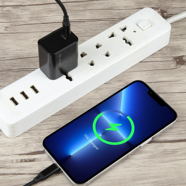 LZ-105PD 25W USB-C / Type-C Ports Dot Pattern Travel Charger, US Plug(Black) - free shipping - PMC Jewellery - Order now!