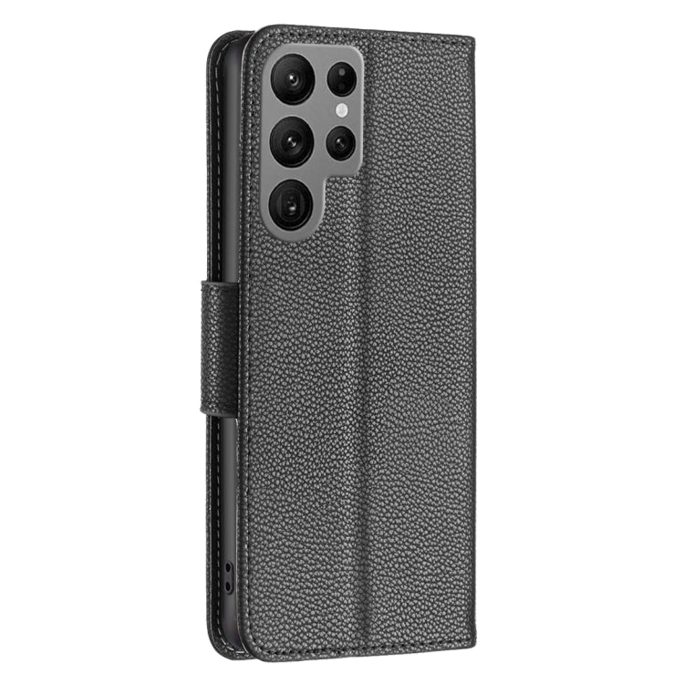 For Samsung Galaxy S24 Ultra 5G Litchi Texture Pure Color Flip Leather Phone Case(Black) - Galaxy S24 Ultra 5G Cases by PMC TechLife | Online Shopping South Africa | PMC TechLife