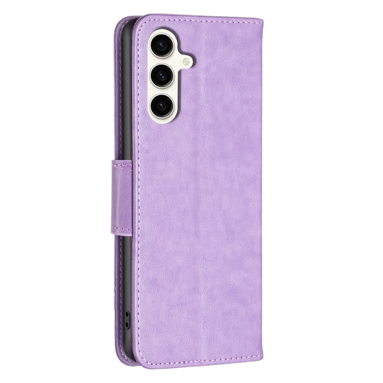 For Samsung Galaxy S23 FE 5G Embossing Two Butterflies Pattern Leather Phone Case(Purple) - Galaxy S23 FE 5G Cases by PMC TechLife | Online Shopping South Africa | PMC TechLife