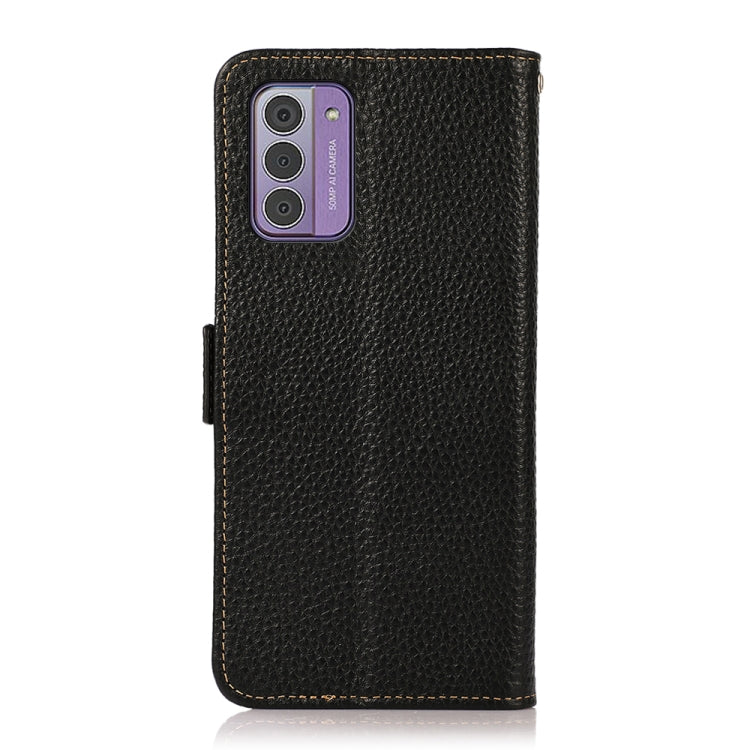 For Nokia G42 KHAZNEH Side-Magnetic Litchi Genuine Leather RFID Phone Case(Black) - Nokia Cases by PMC TechLife | Online Shopping South Africa | PMC TechLife | Buy Now Pay Later Mobicred