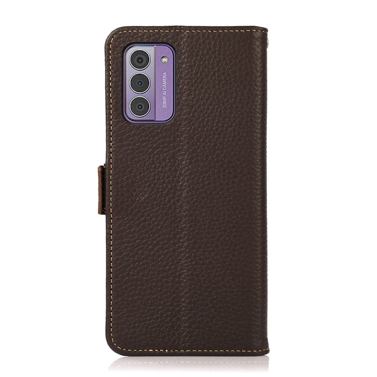 For Nokia G42 KHAZNEH Side-Magnetic Litchi Genuine Leather RFID Phone Case(Brown) - Nokia Cases by PMC TechLife | Online Shopping South Africa | PMC TechLife | Buy Now Pay Later Mobicred