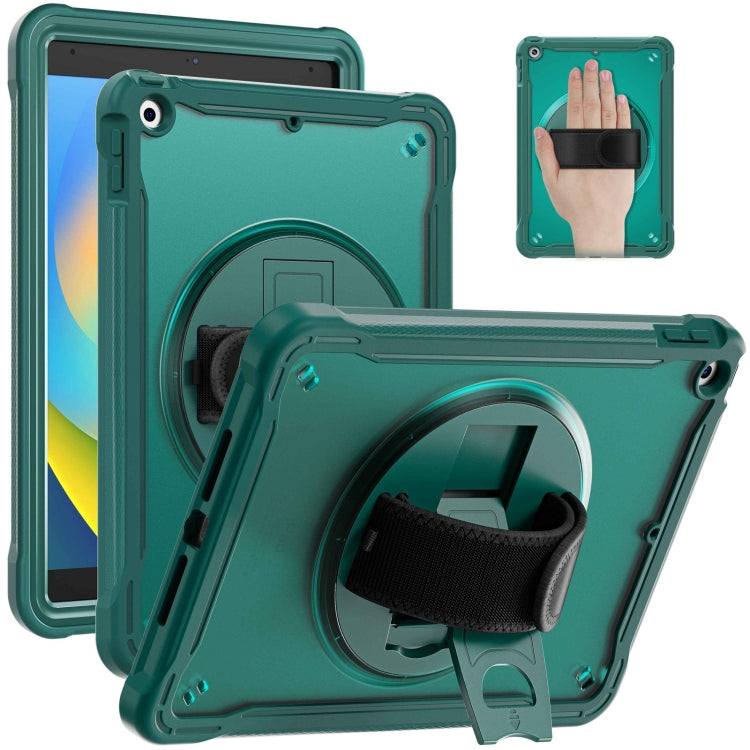 For iPad 10.2 2021 / 2020 / 2019 Heavy Duty Hybrid Tablet Case with Handle & Strap(Dark Green) - iPad 10.2 Cases by PMC TechLife | Online Shopping South Africa | PMC TechLife