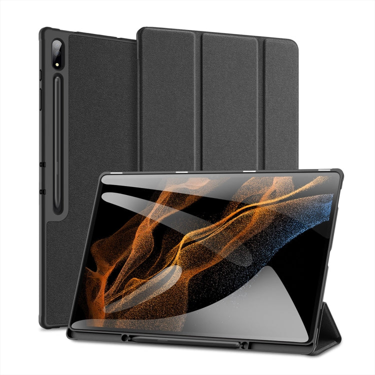 For Samsung Galaxy Tab S10 Ultra / S9 Ultra DUX DUCIS Domo Series Cloth Texture Magnetic Leather Tablet Case(Black) - Tab S10 Ultra Cases by DUX DUCIS | Online Shopping South Africa | PMC Jewellery | Buy Now Pay Later Mobicred