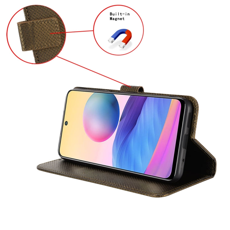 For Blackview A52 / A52 Pro Diamond Texture Leather Phone Case(Brown) - More Brand by PMC TechLife | Online Shopping South Africa | PMC TechLife | Buy Now Pay Later Mobicred