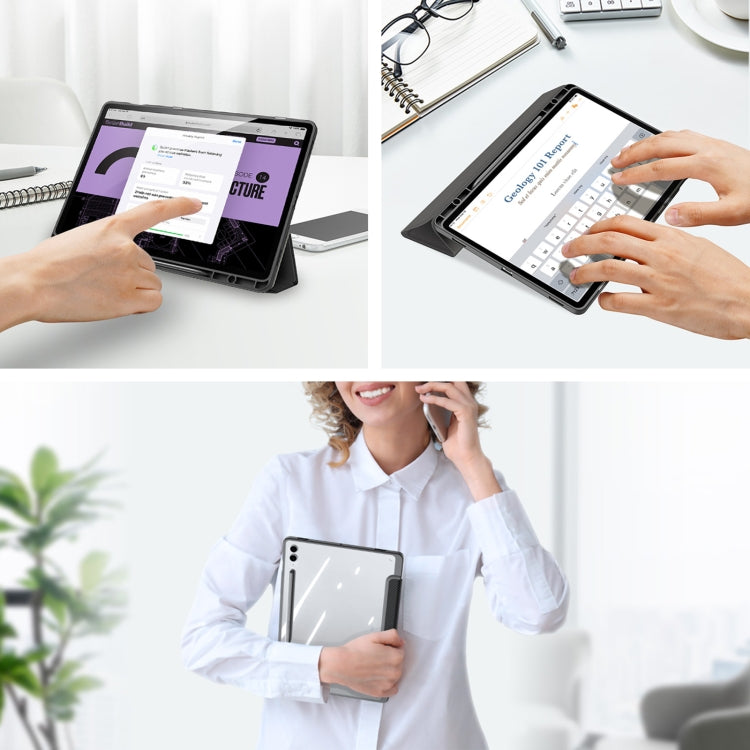 For Samsung Galaxy Tab S9 FE+ DUX DUCIS TOBY Series Antiskid Leather Tablet Case with Sleep / Wake-up Function(Black) - free shipping - PMC Jewellery - Order now!