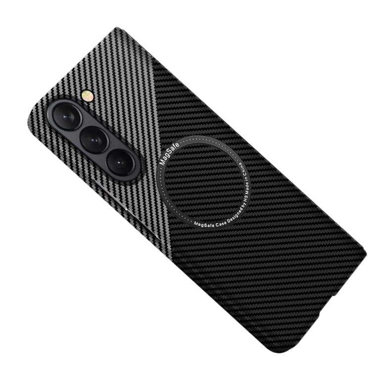 For Samsung Galaxy Z Fold5 Carbon Fiber Texture MagSafe Magnetic Phone Case(Black Silver) - Galaxy Z Fold5 Cases by PMC TechLife | Online Shopping South Africa | PMC TechLife
