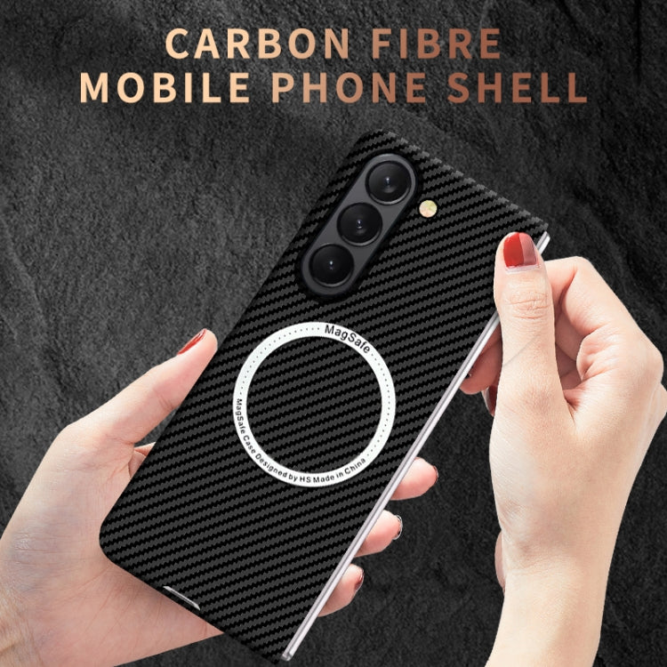 For Samsung Galaxy Z Fold5 Carbon Fiber Texture MagSafe Magnetic Phone Case(Black Silver) - Galaxy Z Fold5 Cases by PMC TechLife | Online Shopping South Africa | PMC TechLife