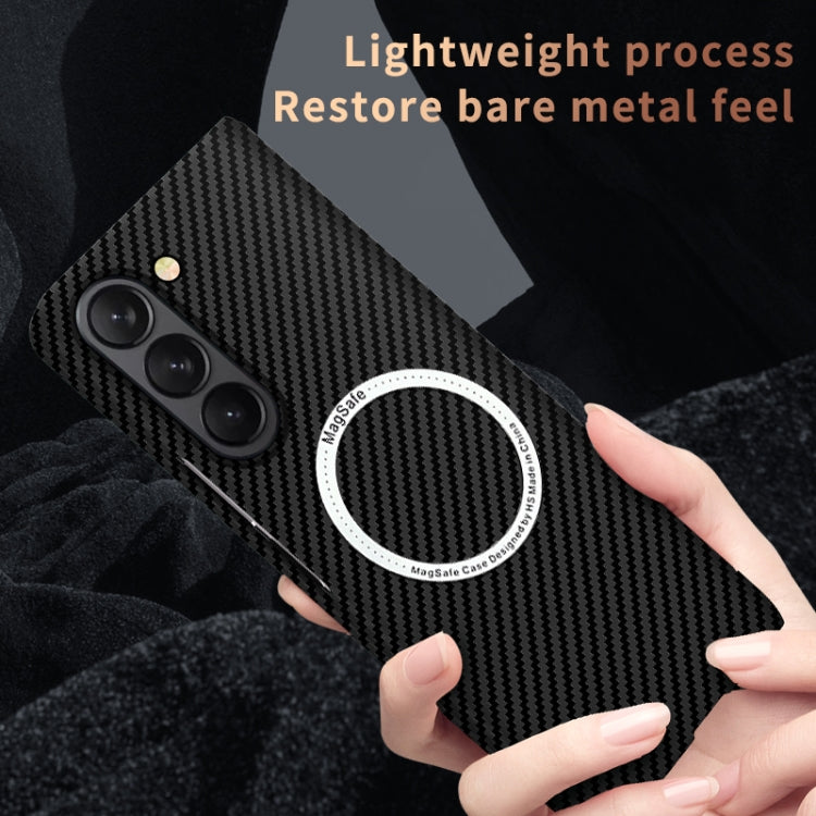 For Samsung Galaxy Z Fold5 Carbon Fiber Texture MagSafe Magnetic Phone Case(Purple) - Galaxy Z Fold5 Cases by PMC TechLife | Online Shopping South Africa | PMC TechLife