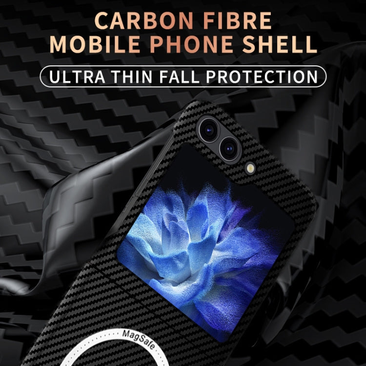 For Samsung Galaxy Z Flip5 Carbon Fiber Texture MagSafe Magnetic Phone Case(Black Blue) - Galaxy Z Flip5 Cases by PMC TechLife | Online Shopping South Africa | PMC TechLife