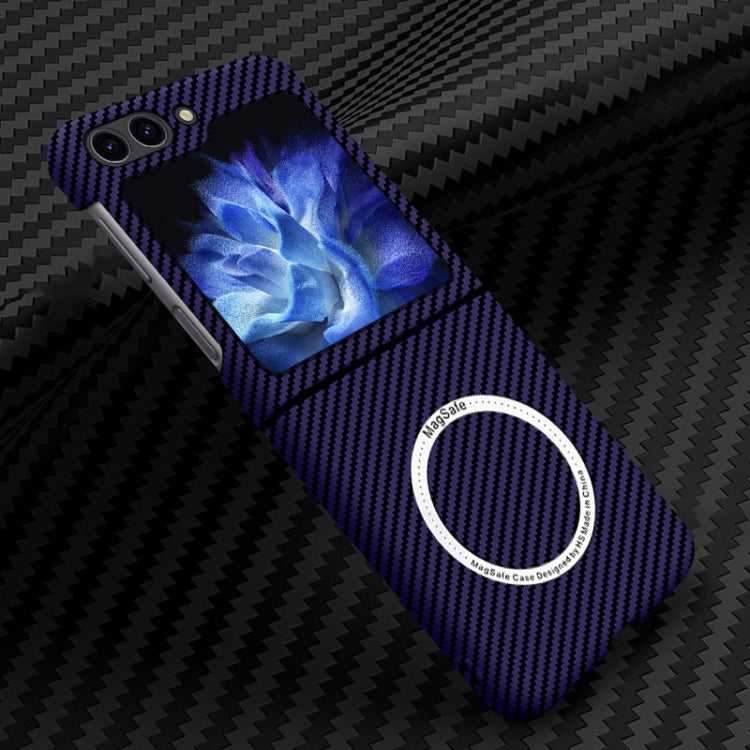 For Samsung Galaxy Z Flip5 Carbon Fiber Texture MagSafe Magnetic Phone Case(Purple) - Galaxy Z Flip5 Cases by PMC TechLife | Online Shopping South Africa | PMC TechLife