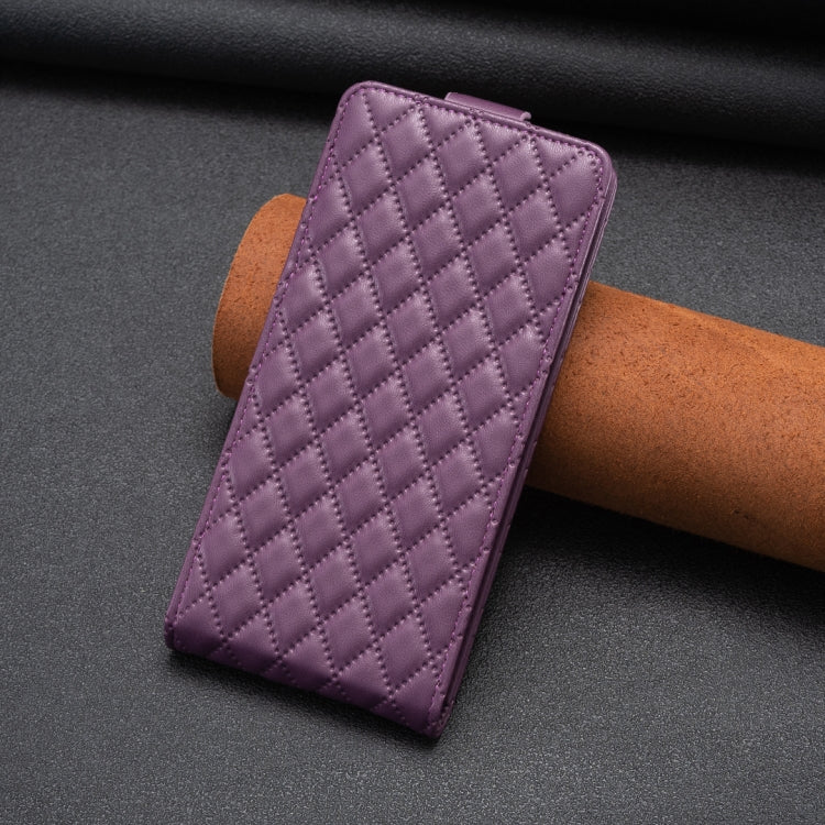 For iPhone 16 Pro Max Diamond Lattice Vertical Flip Leather Phone Case(Dark Purple) - iPhone 16 Pro Max Cases by PMC TechLife | Online Shopping South Africa | PMC TechLife | Buy Now Pay Later Mobicred