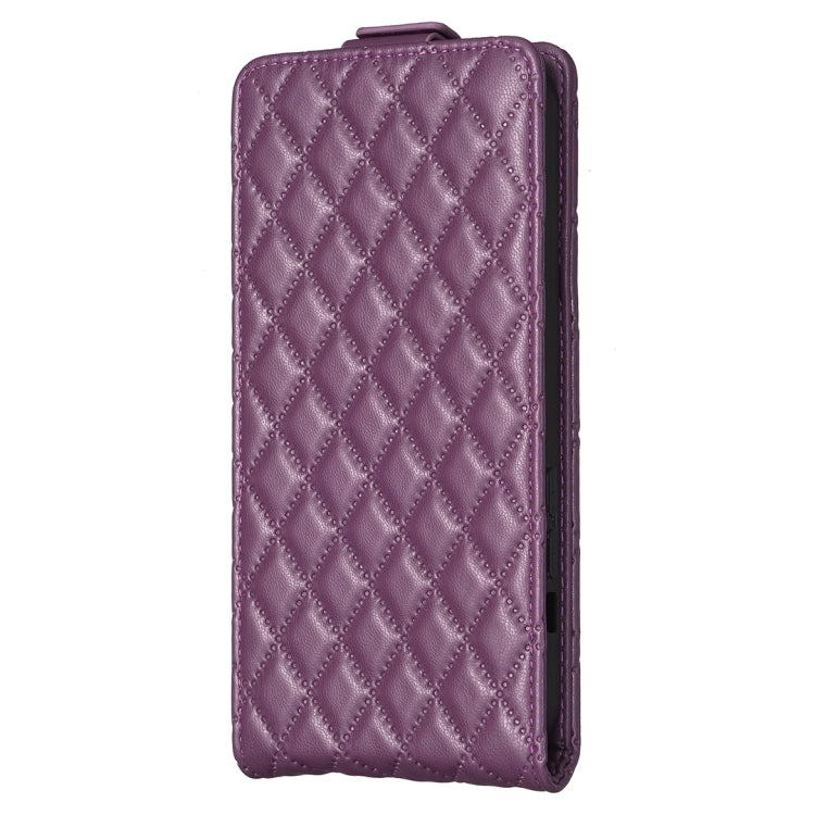 For iPhone 16 Pro Max Diamond Lattice Vertical Flip Leather Phone Case(Dark Purple) - iPhone 16 Pro Max Cases by PMC TechLife | Online Shopping South Africa | PMC TechLife | Buy Now Pay Later Mobicred