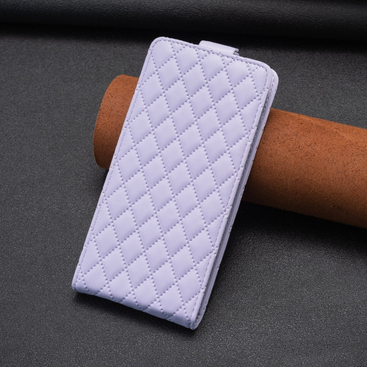 For iPhone 16 Diamond Lattice Vertical Flip Leather Phone Case(Purple) - iPhone 16 Cases by PMC TechLife | Online Shopping South Africa | PMC TechLife | Buy Now Pay Later Mobicred