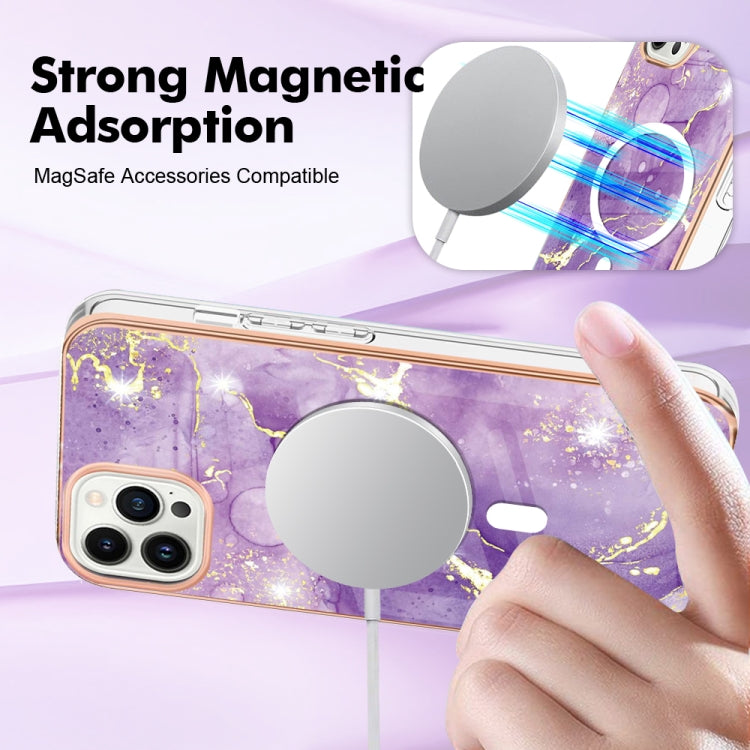 For iPhone 13 Pro Marble Pattern Dual-side IMD Magsafe TPU Phone Case(Purple 002) - free shipping - PMC TechLife - Order now!