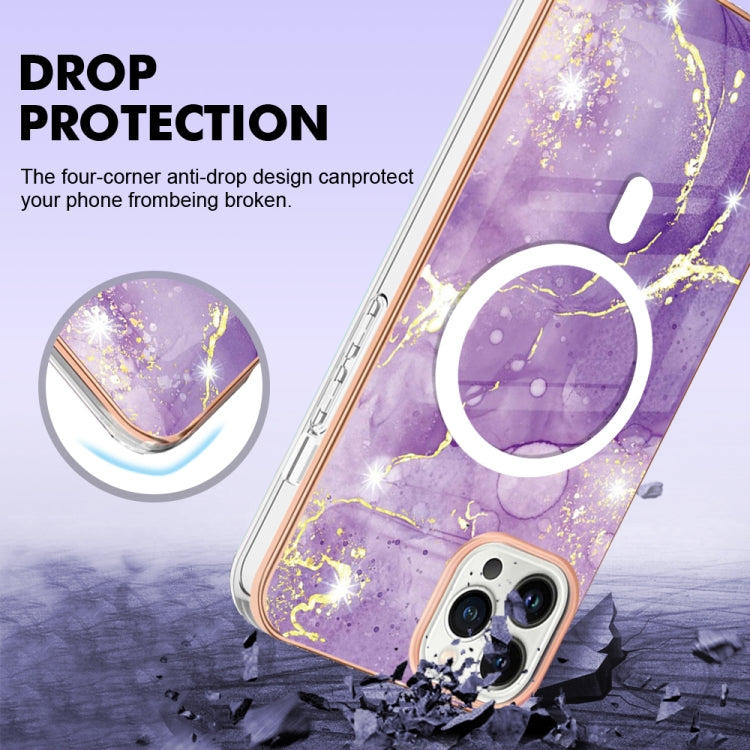 For iPhone 13 Pro Marble Pattern Dual-side IMD Magsafe TPU Phone Case(Purple 002) - free shipping - PMC TechLife - Order now!