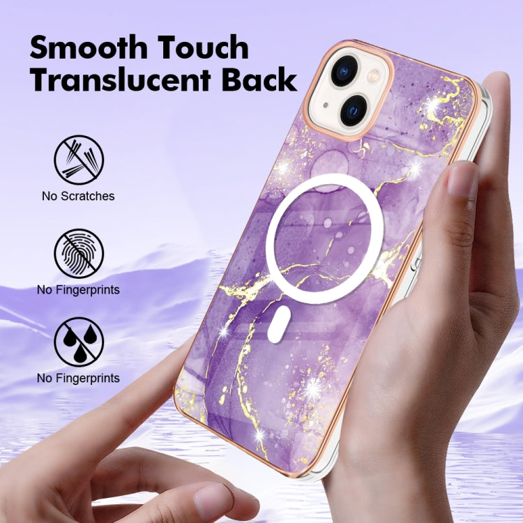 For iPhone 15 Plus Marble Pattern Dual-side IMD Magsafe TPU Phone Case(Purple 002) - iPhone 15 Plus Cases by PMC TechLife | Online Shopping South Africa | PMC TechLife