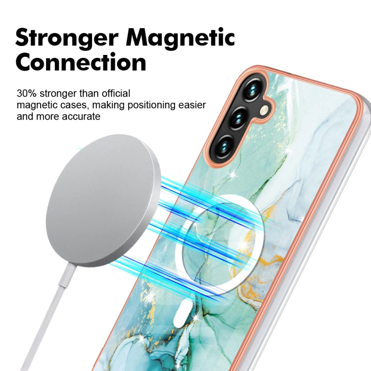 For Samsung Galaxy A34 5G Marble Pattern Dual-side IMD Magsafe TPU Phone Case(Green 003) - Galaxy Phone Cases by PMC TechLife | Online Shopping South Africa | PMC TechLife