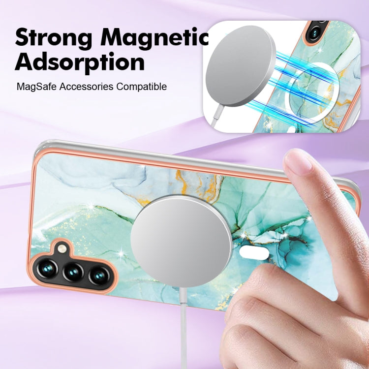 For Samsung Galaxy A34 5G Marble Pattern Dual-side IMD Magsafe TPU Phone Case(Green 003) - Galaxy Phone Cases by PMC TechLife | Online Shopping South Africa | PMC TechLife