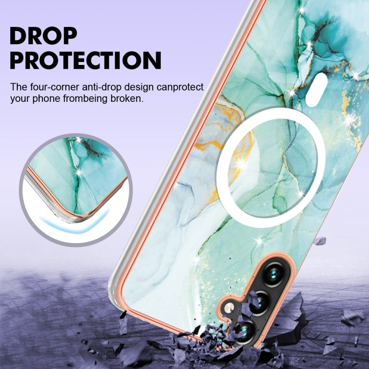For Samsung Galaxy A34 5G Marble Pattern Dual-side IMD Magsafe TPU Phone Case(Green 003) - Galaxy Phone Cases by PMC TechLife | Online Shopping South Africa | PMC TechLife