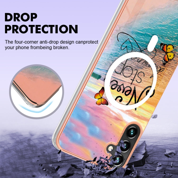 For Samsung Galaxy A34 5G Marble Pattern Dual-side IMD Magsafe TPU Phone Case(Dream Butterfly) - Galaxy Phone Cases by PMC TechLife | Online Shopping South Africa | PMC TechLife
