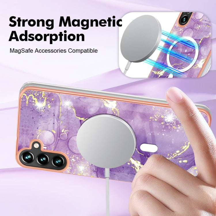 For Samsung Galaxy A54 5G Marble Pattern Dual-side IMD Magsafe TPU Phone Case(Purple 002) - Galaxy Phone Cases by PMC TechLife | Online Shopping South Africa | PMC TechLife