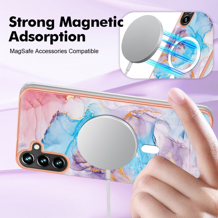 For Samsung Galaxy A54 5G Marble Pattern Dual-side IMD Magsafe TPU Phone Case(Blue Marble) - Galaxy Phone Cases by PMC TechLife | Online Shopping South Africa | PMC TechLife