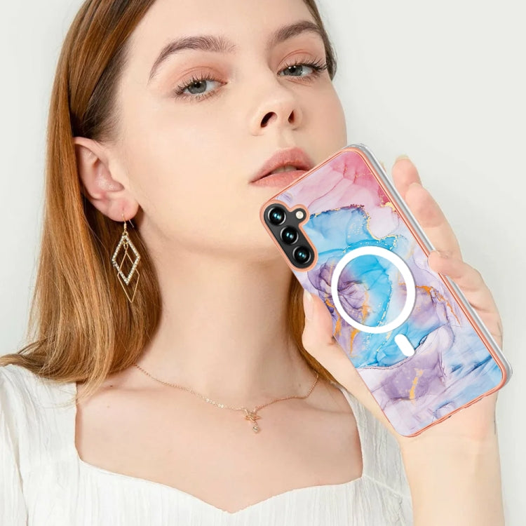 For Samsung Galaxy A54 5G Marble Pattern Dual-side IMD Magsafe TPU Phone Case(Blue Marble) - Galaxy Phone Cases by PMC TechLife | Online Shopping South Africa | PMC TechLife