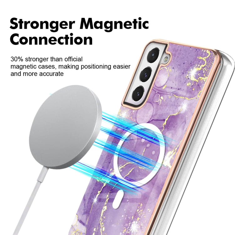 For Samsung Galaxy S21 FE 5G Marble Pattern Dual-side IMD Magsafe TPU Phone Case(Purple 002) - Galaxy Phone Cases by PMC TechLife | Online Shopping South Africa | PMC TechLife