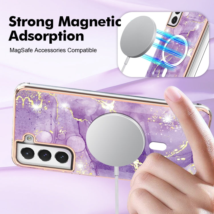 For Samsung Galaxy S21 FE 5G Marble Pattern Dual-side IMD Magsafe TPU Phone Case(Purple 002) - Galaxy Phone Cases by PMC TechLife | Online Shopping South Africa | PMC TechLife