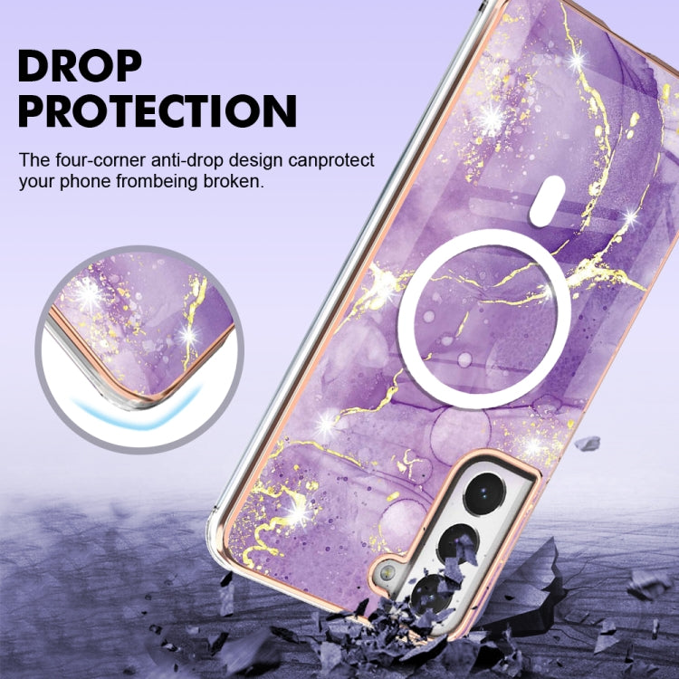 For Samsung Galaxy S21 FE 5G Marble Pattern Dual-side IMD Magsafe TPU Phone Case(Purple 002) - Galaxy Phone Cases by PMC TechLife | Online Shopping South Africa | PMC TechLife