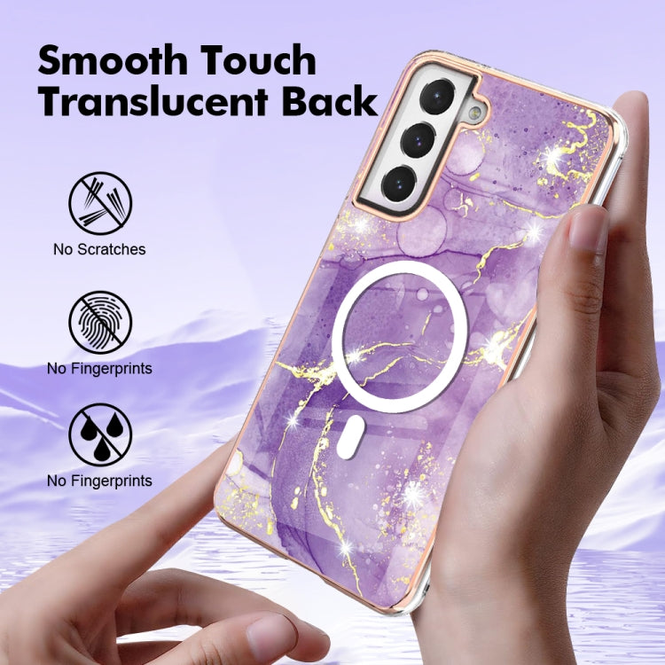 For Samsung Galaxy S21 FE 5G Marble Pattern Dual-side IMD Magsafe TPU Phone Case(Purple 002) - Galaxy Phone Cases by PMC TechLife | Online Shopping South Africa | PMC TechLife