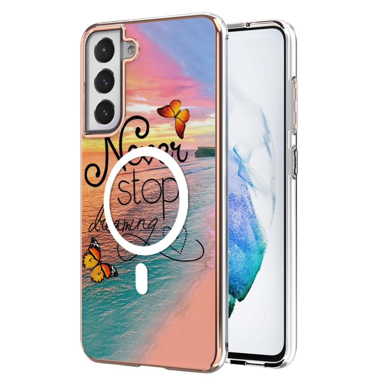 For Samsung Galaxy S21 FE 5G Marble Pattern Dual-side IMD Magsafe TPU Phone Case(Dream Butterfly) - Galaxy Phone Cases by PMC TechLife | Online Shopping South Africa | PMC TechLife