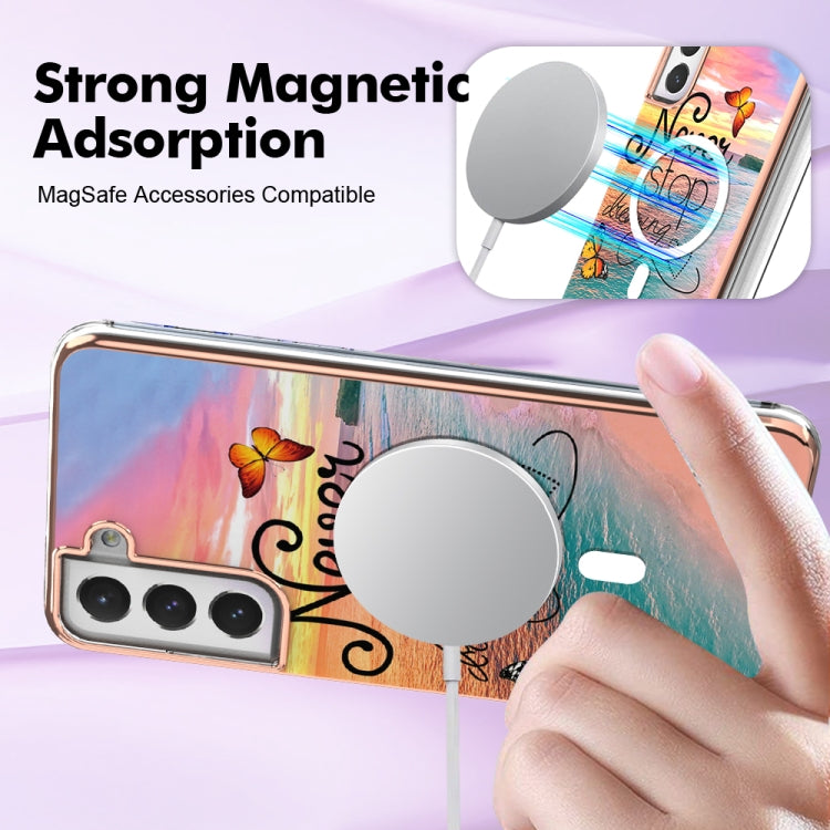 For Samsung Galaxy S21 FE 5G Marble Pattern Dual-side IMD Magsafe TPU Phone Case(Dream Butterfly) - Galaxy Phone Cases by PMC TechLife | Online Shopping South Africa | PMC TechLife