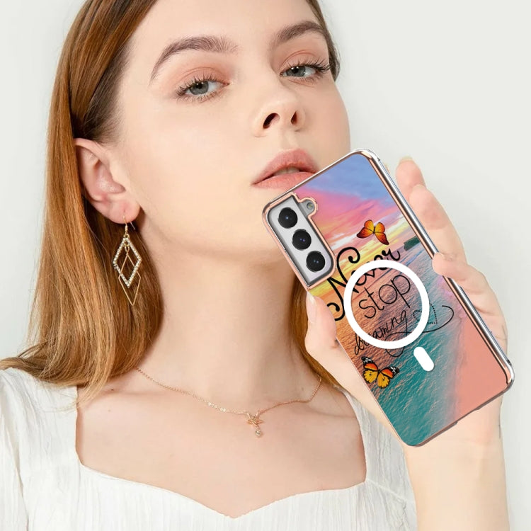 For Samsung Galaxy S21 FE 5G Marble Pattern Dual-side IMD Magsafe TPU Phone Case(Dream Butterfly) - Galaxy Phone Cases by PMC TechLife | Online Shopping South Africa | PMC TechLife