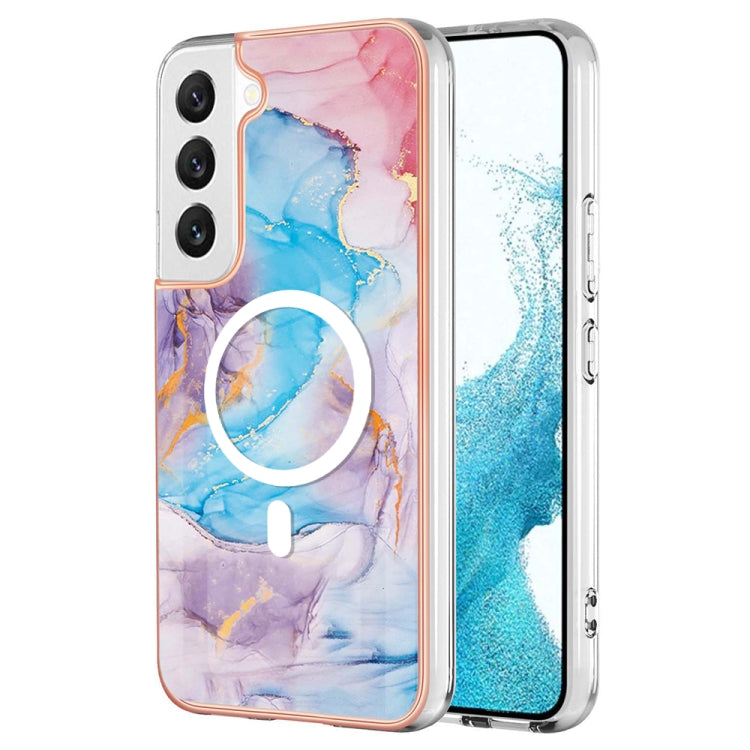 For Samsung Galaxy S22 5G Marble Pattern Dual-side IMD Magsafe TPU Phone Case(Blue Marble) - Galaxy S22 5G Cases by PMC TechLife | Online Shopping South Africa | PMC TechLife